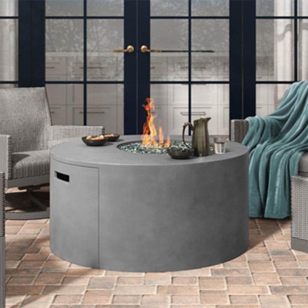 Bellino 42 Inch Round Aluminum Propane Fire Pit w/ Lid in Concrete Grey by Ebel