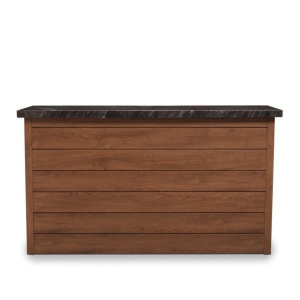 BBQGuys Signature 72 Inch 360 Degree Swivel Outdoor TV Lift Cabinet | Toffee w/ Black Granite