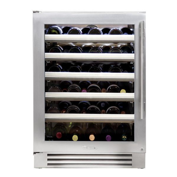 True 24 Inch 45 Bottle Left Hinge Glass Door Outdoor Wine Cabinet - Stainless Steel - TWC-24-L-SG-C