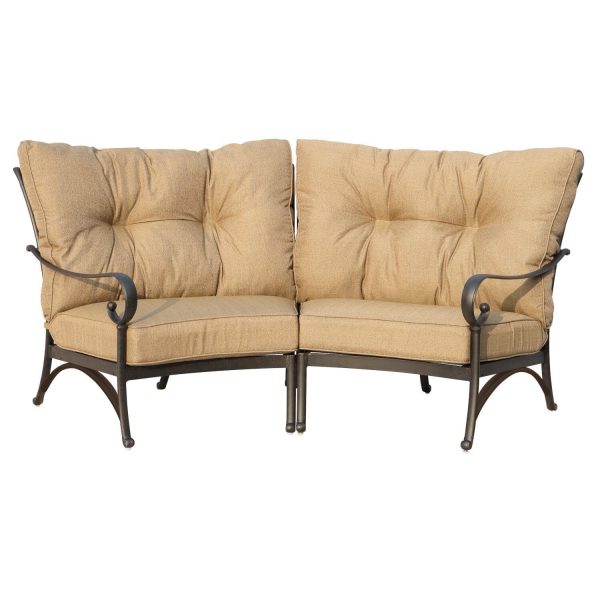 Santa Anita 2 Person Cast Aluminum Sectional Loveseat in Antique Bronze/Sesame by Darlee