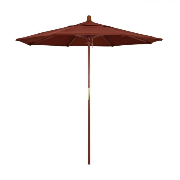 California Umbrella 7.5 Ft. Octagonal Hardwood Patio Umbrella W/ Push Lift & Hardwood Ribs - Sunbrella Canvas Henna Canopy