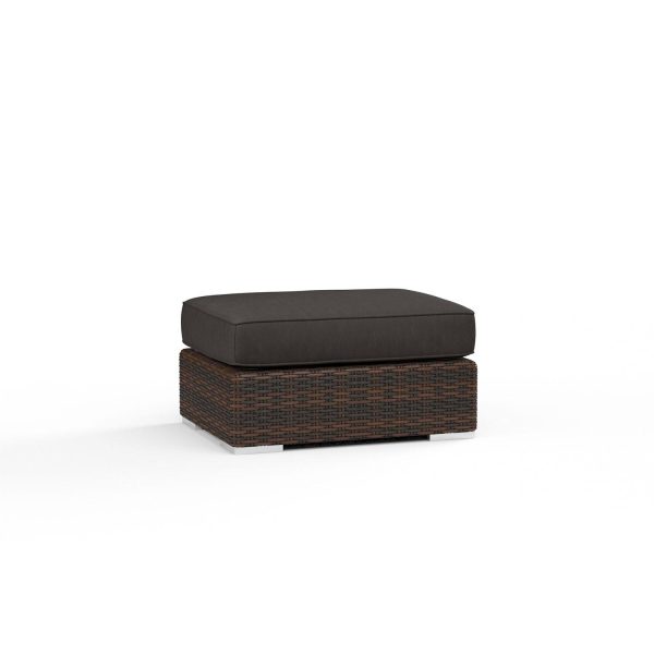 Montecito Wicker Patio Ottoman in Spectrum Carbon w/ Self Welt By Sunset West