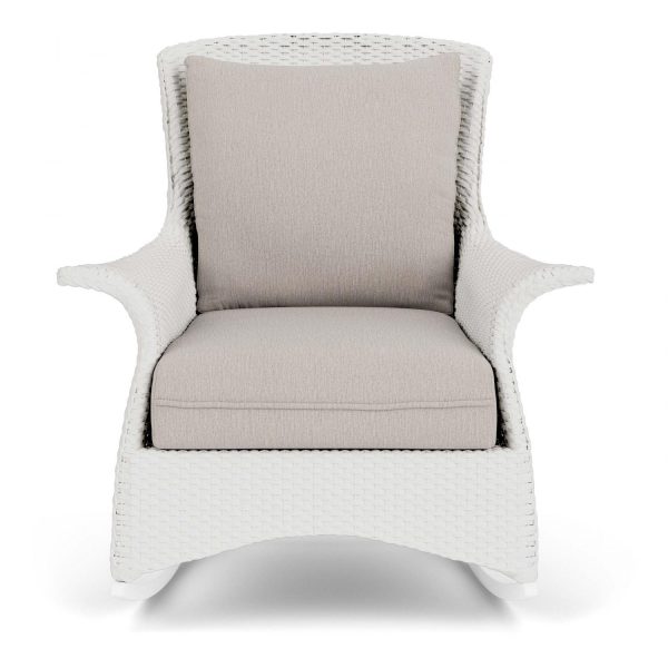 Mandalay Lloyd Loom Rocking Club Chair in Matte White/Remy Cloud by Lloyd Flanders