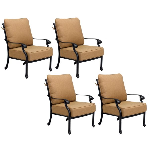 Madison Cast Aluminum 4 Pc Set Club Chair Set in Antique Bronze/Sesame by Darlee
