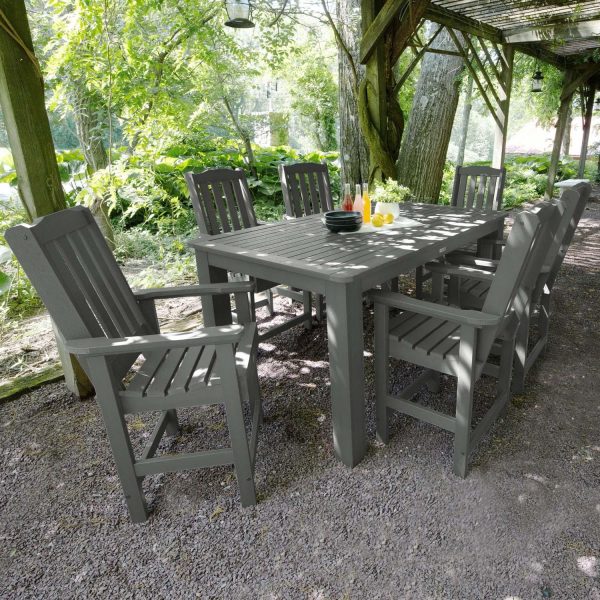 Hart Lane 7 Pc Recycled Plastic Rectangular Counter Height Dining Set in Coastal Teak by Lakeview Outdoor Designs