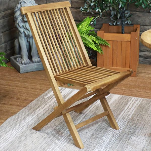 Ultimate Patio Hyannis Teak Outdoor Folding Patio Chair W/ Slat Back