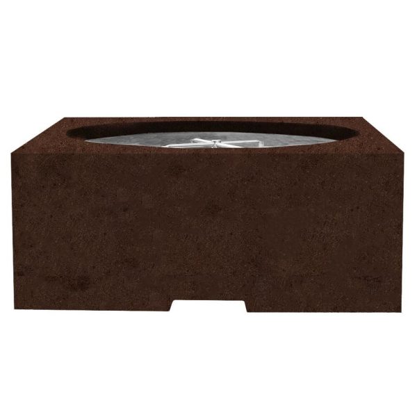 Glenwood 39 Inch Square GFRC Propane Fire Pit Table in Cafe by Lakeview Outdoor Designs
