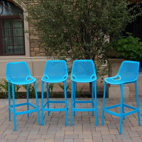 All Space Polyresin 4 Pc Set Armless Bar Stool Set in Santorini Blue/ by Darlee