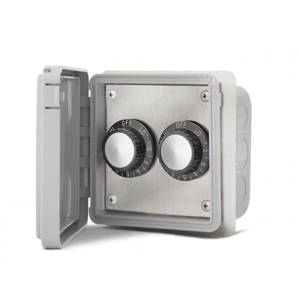 Infratech 120V Double Input Regulator Stainless Steel Flush Mount Plate With Deep Gang Box And Waterproof Cover - 14-4115