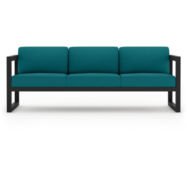Misty Cove 3 Person Aluminum Sofa in Black/Spectrum Peacock by Lakeview Outdoor Designs