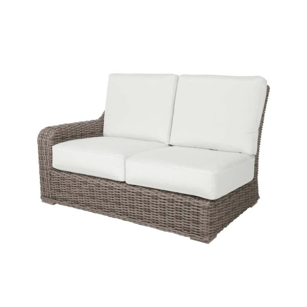 Laurent 2 Person Wicker Loveseat in Driftwood/Adena Celeste By Ebel