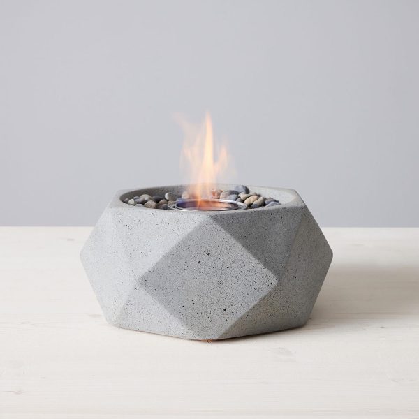 Geo 11 Inch Round Concrete Gel Fuel Table-top Fire Pit in Pewter by TerraFlame