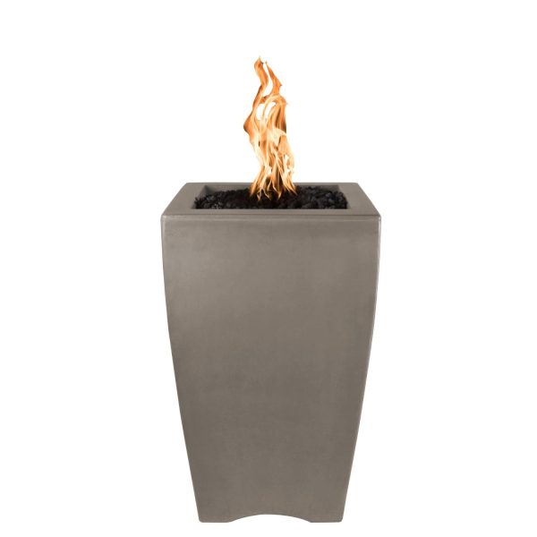 Baston 20 Inch Square GFRC Natural Gas Fire Pit in Ash by The Outdoor Plus
