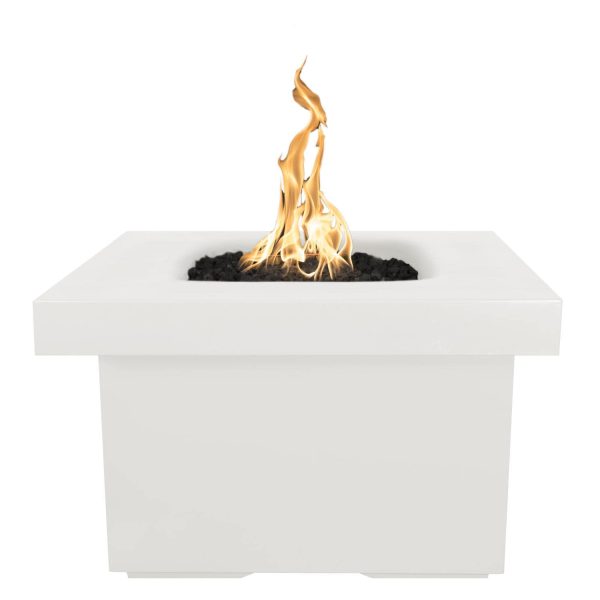 Ramona 36 Inch Square GFRC Natural Gas Fire Pit Table in Limestone by The Outdoor Plus