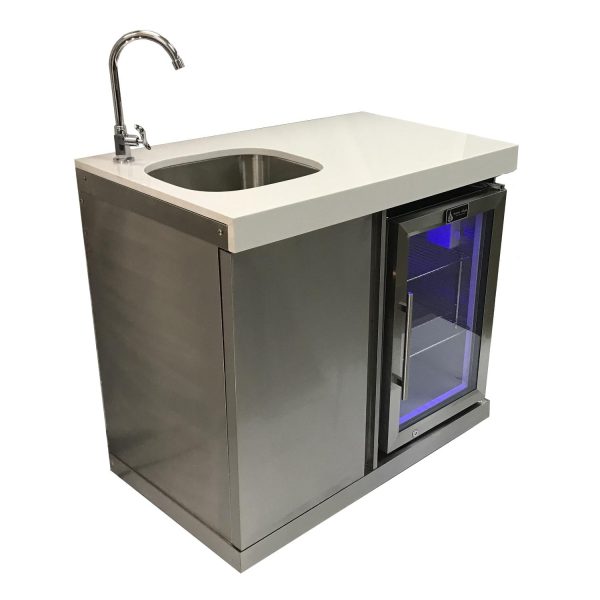 Mont Alpi Beverage Center Cabinet Module W/ Sink & 2.6 Cu. Ft. Outdoor Refrigerator - Stainless Steel - MASF