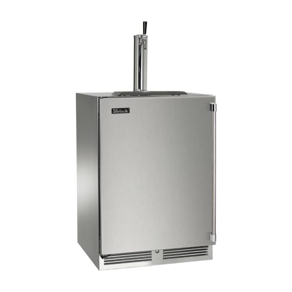 Perlick 24-Inch Signature Series Stainless Steel Single Tap Outdoor Beverage Dispenser w/ Door Lock - Left Hinged - HP24TO-4-1LL-1