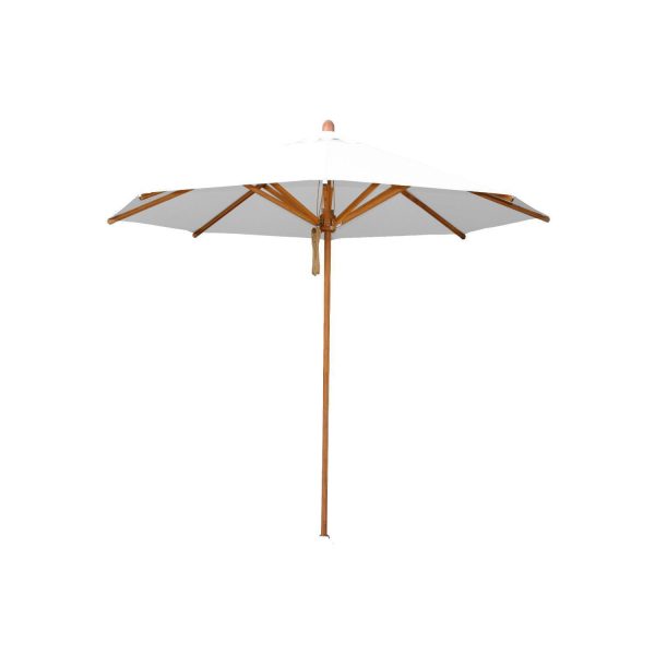 Bambrella 8.5 Ft. Octagonal Bamboo Levante Market Umbrella Set w/ in-ground Mount in Ice White