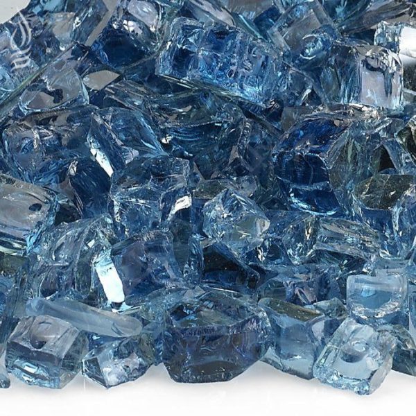 BBQGuys Signature 1/2-Inch Pacific Blue Reflective Fire Glass - 10 Pounds