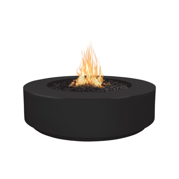 Florence 42 Inch Round GFRC Propane Fire Pit w/ Glow Plug in Black by The Outdoor Plus