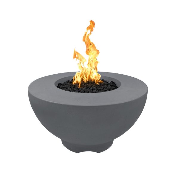 Sienna 37 Inch Round GFRC Propane Fire Pit in Gray by The Outdoor Plus