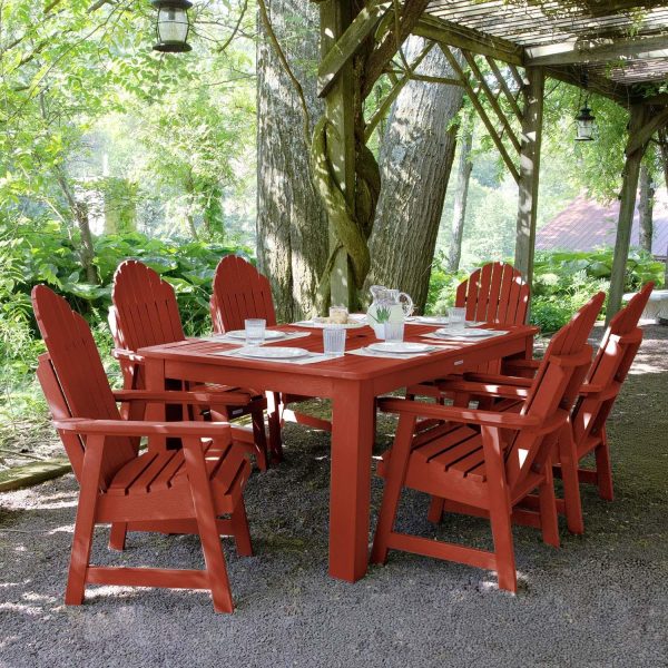 Dream Bay 7 Pc Recycled Plastic Rectangular Dining Set in Rustic Red by Lakeview Outdoor Designs