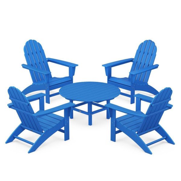 Vineyard 5 Pc Recycled Plastic Seating Set in Pacific Blue by POLYWOOD
