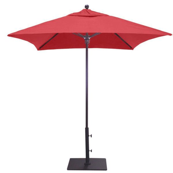 Galtech 6 X 6 Ft. Square Aluminum Patio Market Umbrella W/ Push Lift - Antique Bronze Frame W/ Sunbrella Canvas Jockey Red Canopy