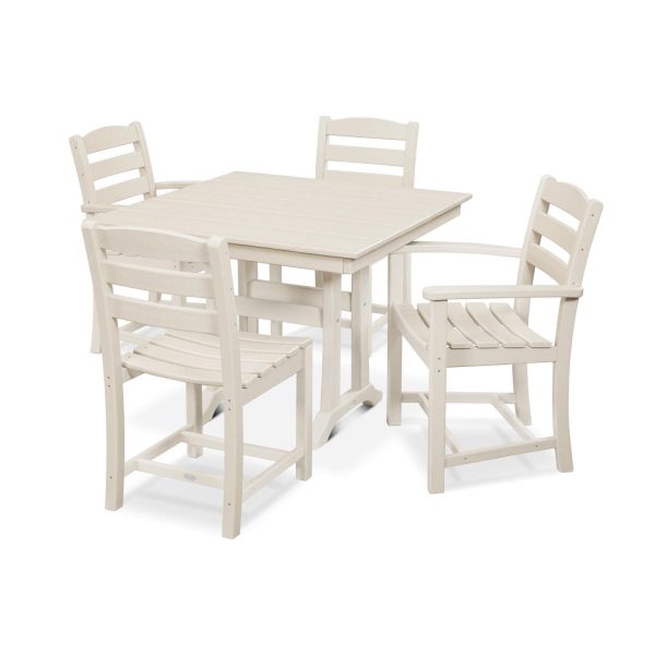 POLYWOOD La Casa Cafe 5 Piece Farmhouse Dining Set W/ Trestle Legs - Sand