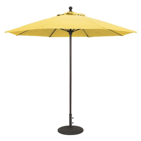 Galtech 9 Ft. Octagonal Aluminum Patio Market Umbrella W/ Push Lift - Black Frame W/ Sunbrella Canvas Sunflower Yellow Canopy