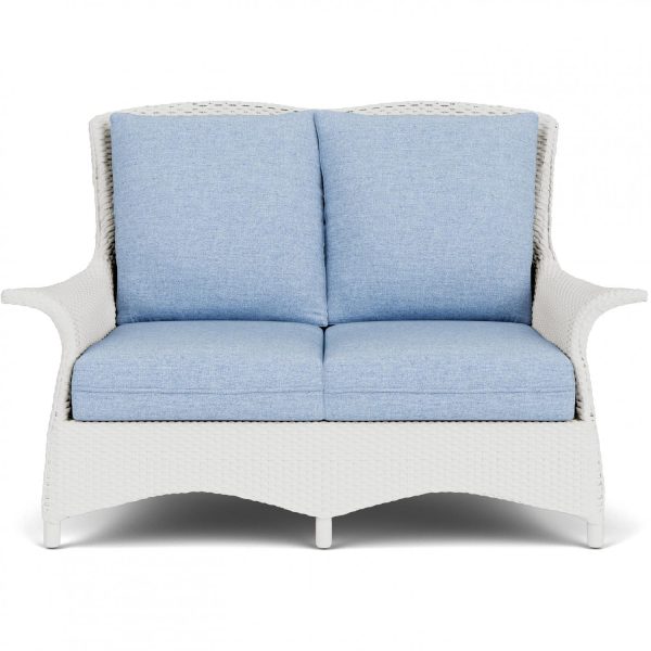 Mandalay Lloyd Loom Loveseat in Matte White/Demo Skyway by Lloyd Flanders