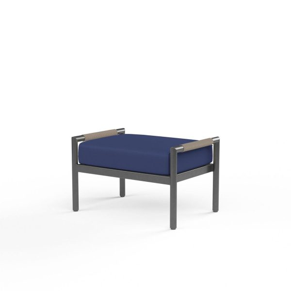 Pietra 26 X 18 Rectangular Rope & Aluminum Patio Ottoman in Echo Midnight w/ No Welt By Sunset West
