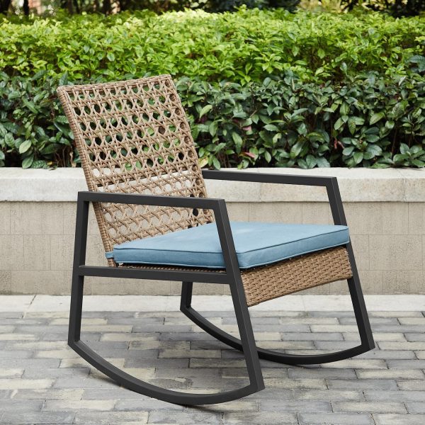 Pointebell Steel Rocking Chair in Brown/Blue by Ultimate Patio