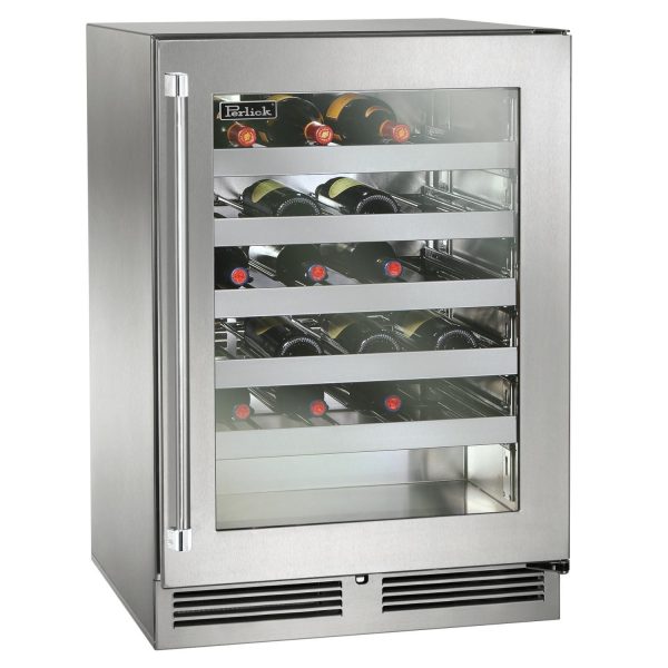 Perlick 24-Inch Signature Series Marine & Coastal Series Stainless Steel Glass Door Outdoor Wine Reserve - Right Hinge - HP24WM-4-3R