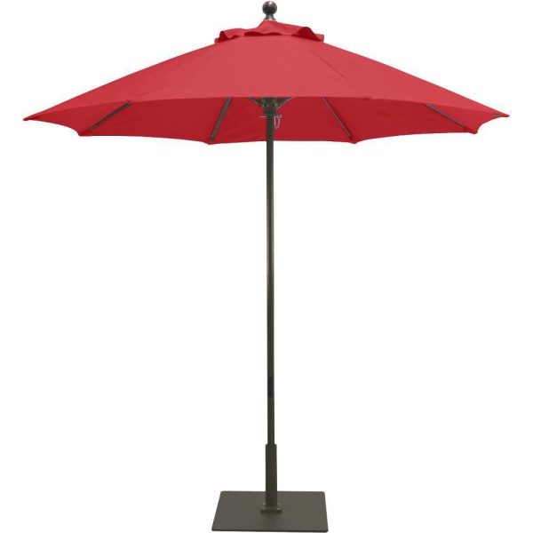 Galtech 7.5 Ft. Octagonal Aluminum Patio Market Umbrella W/ Push Lift - Antique Bronze Frame W/ Sunbrella Canvas Jockey Red Canopy