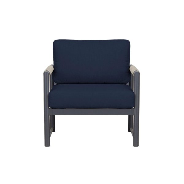 Avenue Bay Aluminum Club Chair in Slate/Spectrum Indigo by Lakeview Outdoor Designs