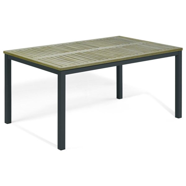 Oxford Garden Travira 63 X 40 Inch Rectangular Carbon Aluminum Dining Table W/ Vintage Tekwood Top