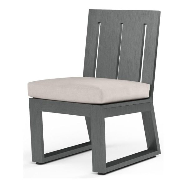 Redondo Aluminum Dining Side Chair w/ No Welt in Slate/Canvas Natural by Sunset West