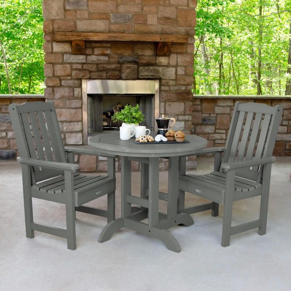 Hart Lane 3 Pc Recycled Plastic Round Dining Set in Coastal Teak by Lakeview Outdoor Designs