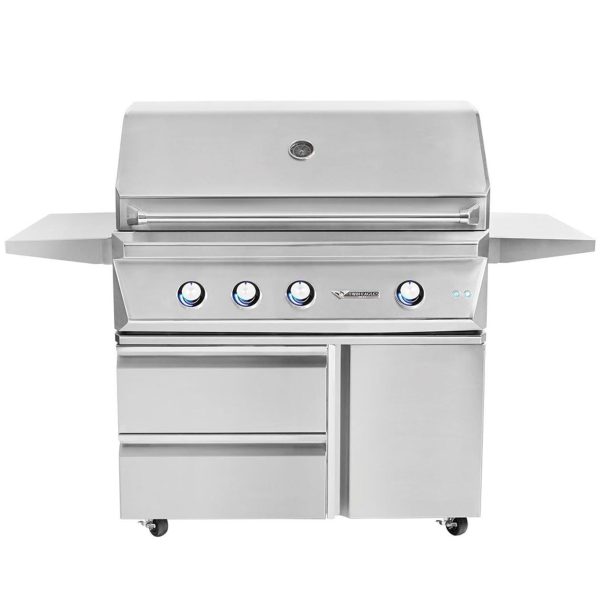 Twin Eagles 42-Inch 3-Burner Propane Gas Grill with Infrared Rotisserie Burner On Deluxe Cart