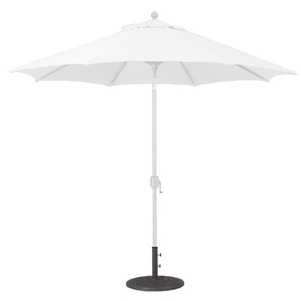 Galtech 9 Ft. Octagonal Aluminum Patio Market Umbrella W/ Crank Lift And Deluxe Auto Tilt - White Frame W/ Sunbrella Canvas Natural Canopy